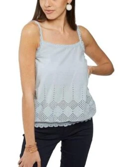 T-Shirt Naf Naf Crochet Bleu Pour Femme