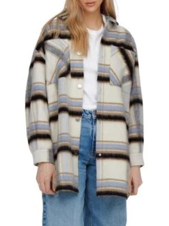 Surchemise Only Masha Cadres Beige Pour Femme