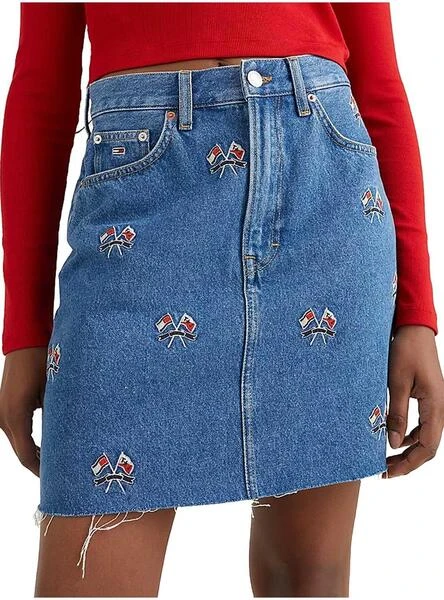 Jupe Tommy Jeans Mom Denim Bleu Pour Femme 1 Jupe Tommy Jeans Mom Denim Bleu Pour Femme