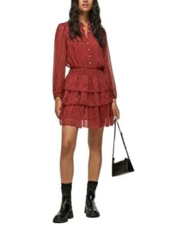 Robe Pepe Jeans Delia Flores Pour Femme Rouge -Jolie Boutique gallery M155355 1 1