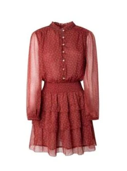 Robe Pepe Jeans Delia Flores Pour Femme Rouge -Jolie Boutique gallery M155355 5 1