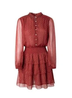 Robe Pepe Jeans Delia Flores Pour Femme Rouge -Jolie Boutique gallery M155355 5