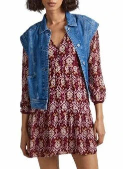 Robe Pepe Jeans Galatée Bordeaux Pour Femme -Jolie Boutique gallery M157868 3