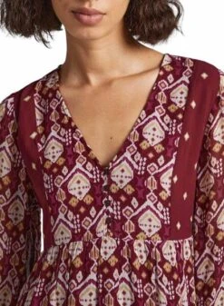 Robe Pepe Jeans Galatée Bordeaux Pour Femme -Jolie Boutique gallery M157868 4