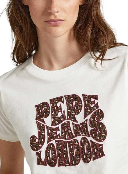 T-Shirt Pepe Jeans Claritza Blanc Pour Femme 3 T-Shirt Pepe Jeans Claritza Blanc Pour Femme – Image 3