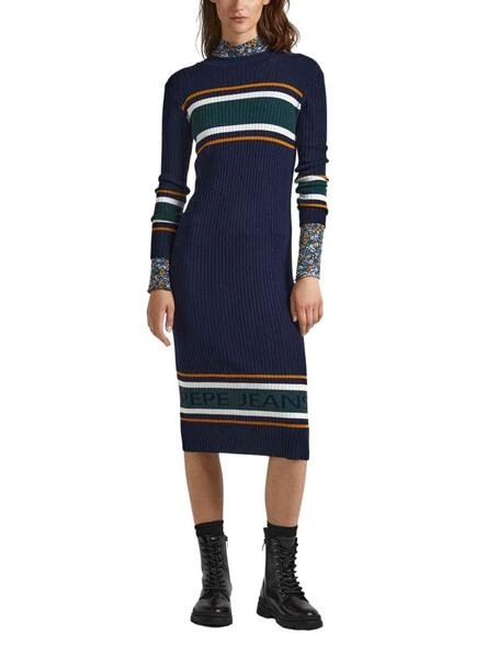 Robe Pepe Jeans Evelina Bleu Bleu Marine Pour Femme 1 Robe Pepe Jeans Evelina Bleu Bleu Marine Pour Femme