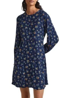 Robe Pepe Jeans Inma Flores Bleu Pour Femme