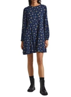 Robe Pepe Jeans Inma Flores Bleu Pour Femme -Jolie Boutique gallery M158158 3
