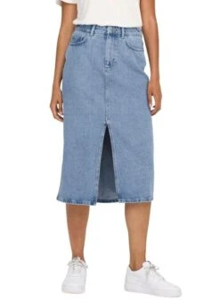 Jupe Denim Only Blanc Midi Light Bleu Femme