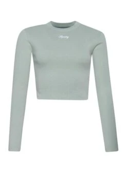 T-Shirt Superdry Rib Slim Vert Pour Femme -Jolie Boutique gallery M160073 4