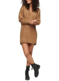 Robe Superdry V Neck Knit Brun Pour Femme -Jolie Boutique gallery M160088 3