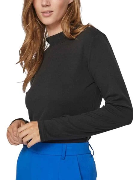 T-Shirt Vila Vilullu Rollneck Noire Pour Femme 3 T-Shirt Vila Vilullu Rollneck Noire Pour Femme – Image 3