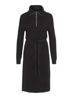 Robe Vila Viril Half Zipper Noire Pour Femme -Jolie Boutique gallery M160642 4