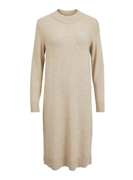 Robe Vila Viril Crew Neck Beige Pour Femme 4 Robe Vila Viril Crew Neck Beige Pour Femme – Image 4