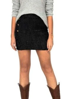 Jupe Only Mésange Button Brillance Noire Pour Femme