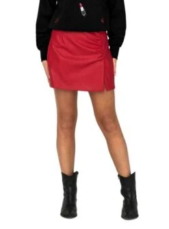Jupe Only Oui Faux Leather Rouge Pour Femme