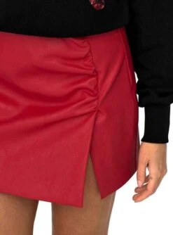 Jupe Only Oui Faux Leather Rouge Pour Femme -Jolie Boutique gallery M161880 5