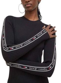 Robe Tommy Jeans Taping Noire Pour Femme -Jolie Boutique gallery M162157 4