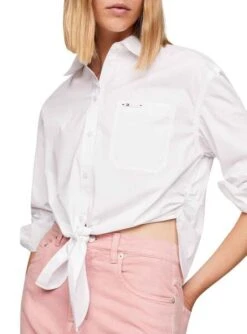 Chemise Tommy Jeans Noeud Frontal Blanc Pour Femme -Jolie Boutique gallery M162162 3