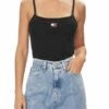 Débardeur Tommy Jeans Badge Rib Strap Noir Femme