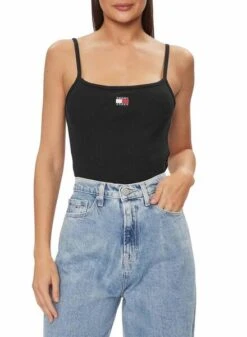 Débardeur Tommy Jeans Badge Rib Strap Noir Femme