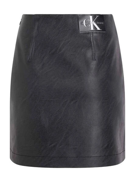 Jupe Calvin Klein Faux Leather Noire Pour Femme 5 Jupe Calvin Klein Faux Leather Noire Pour Femme – Image 5