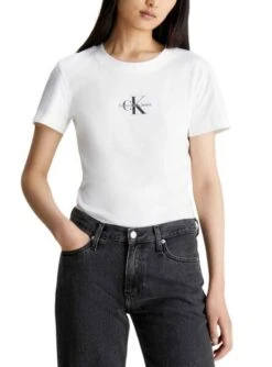 T-Shirt Calvin Klein Jeans Jumpsuitlogo Slim Blanc