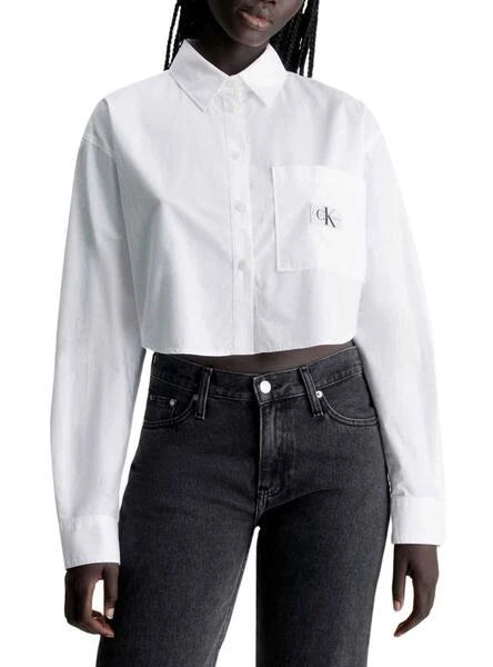 Chemise Calvin Klein Cropped Blanc Pour Femme 1 Chemise Calvin Klein Cropped Blanc Pour Femme