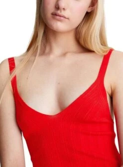 Robe Calvin Klein Woven Label Rouge Pour Femme -Jolie Boutique gallery M162457 3