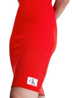 Robe Calvin Klein Woven Label Rouge Pour Femme -Jolie Boutique gallery M162457 4