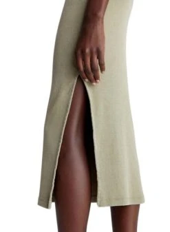 Robe Calvin Klein Washed Rib Label Long Vert Femme -Jolie Boutique gallery M162458 xLllmE61