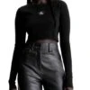 Top Calvin Klein Panaché Rib Noire Pour Femme