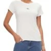 T-shirt Calvin Klein Tissé Slim Blanc Pour Femme.