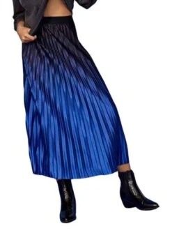 Jupe Only Magic Plissée Bleu Et Noire Pour Femme