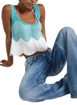 Top Pepe Jeans Galea Azul Pour Femme -Jolie Boutique gallery M163200 XR0BYs9R