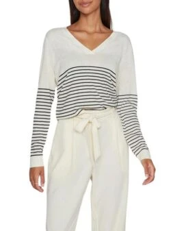 Maillot Vila Viabella Col En V à Rayures Noir Femme