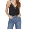 Top Vila Vicava V-Neck Encaje Negro Para Mujer.