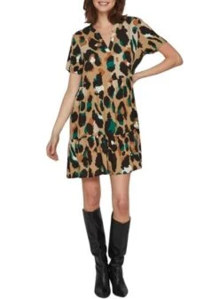 Robe Vila Vipaya V-Neck Beige Pour Femme -Jolie Boutique gallery M163578 HQaf1koL