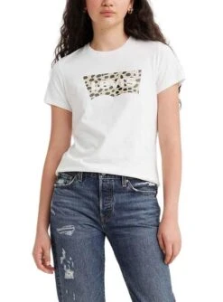 T-Shirt Levis The Parfait Tee Leopard Blanc