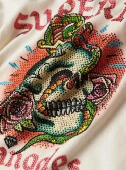 T-shirt Superdry Tattoo Blanc Pour Femme -Jolie Boutique gallery M164819 90QpojK6