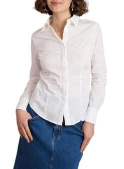 Chemise Naf Naf à Rabat Blanc Pour Femme