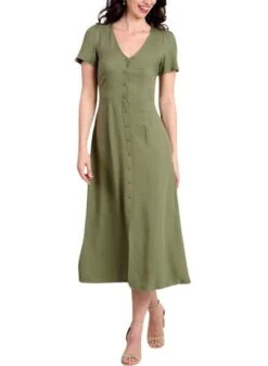 Robe Naf Naf Boutons Vert Pour Femme