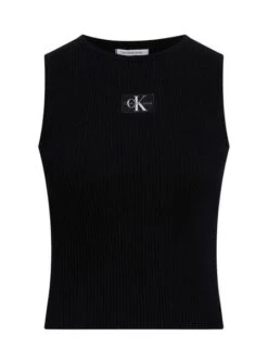 Top Calvin Klein Jeans Étiquette Tissée Noire Pour Femme -Jolie Boutique gallery M166039 EfGbmHyw