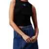 Top Calvin Klein Jeans Étiquette Tissée Noire Pour Femme