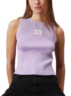 Top Calvin Klein Jeans Étiquette Tissée Violette Pour Femme -Jolie Boutique gallery M166040 ACqtyiaI